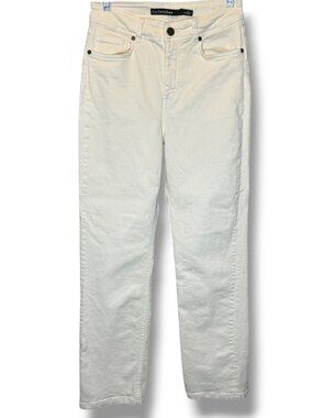 Iris Setlakwe Ivory Denim Jeans Pants straight Leg Size 28 high rise stretch
